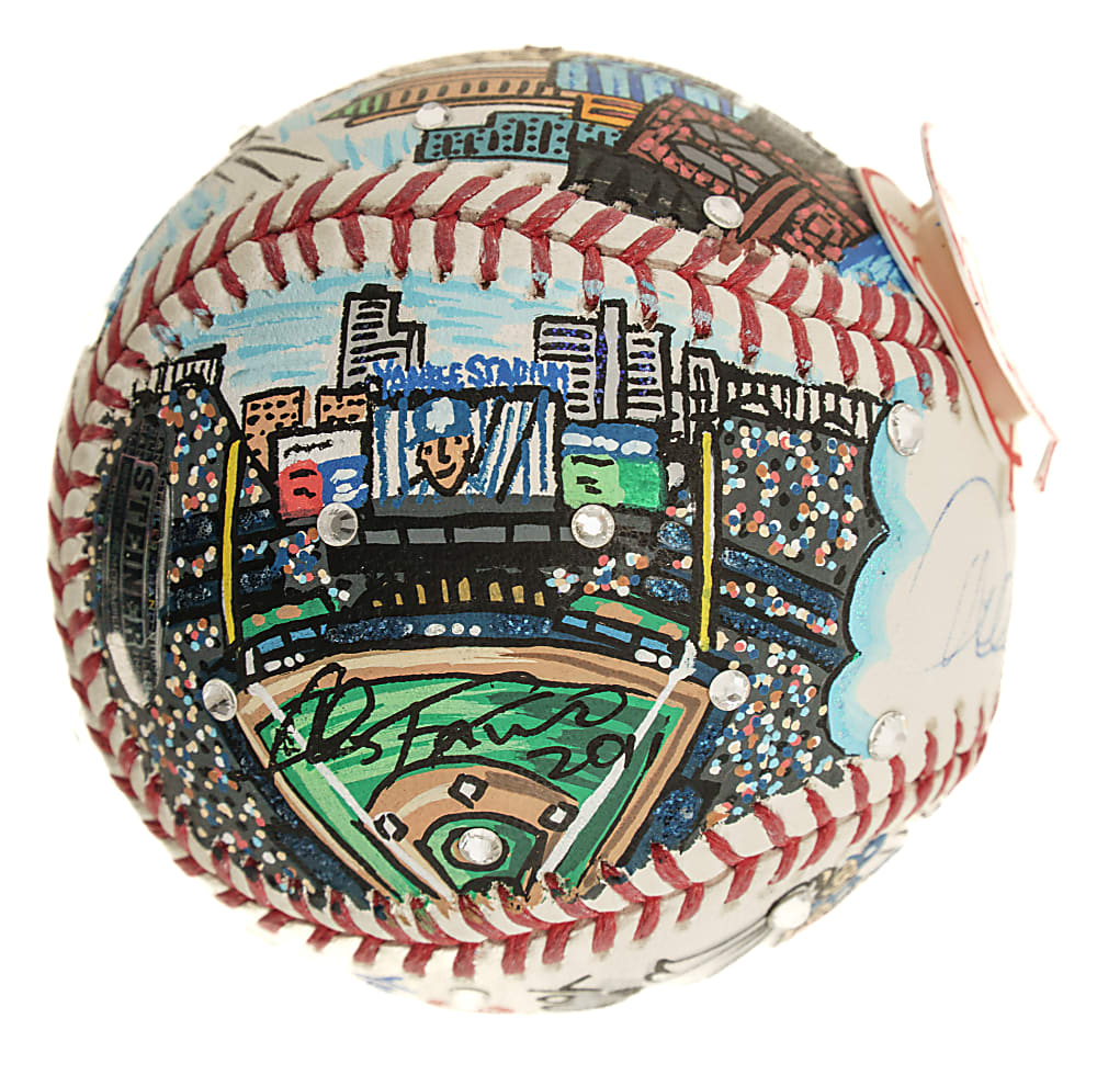 Derek Jeter Signed Mixed-Media Art Baseball by Charles Fazzino - MLB