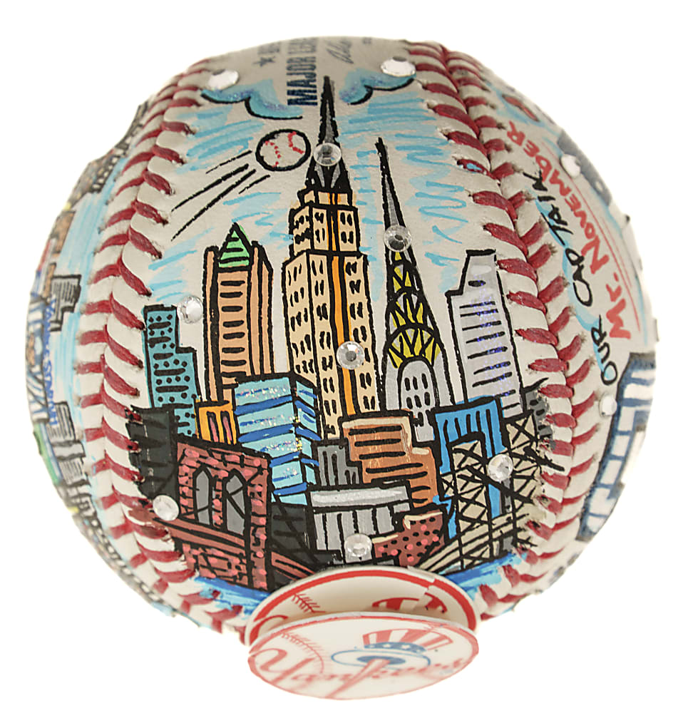 Derek Jeter Signed Mixed-Media Art Baseball by Charles Fazzino - MLB