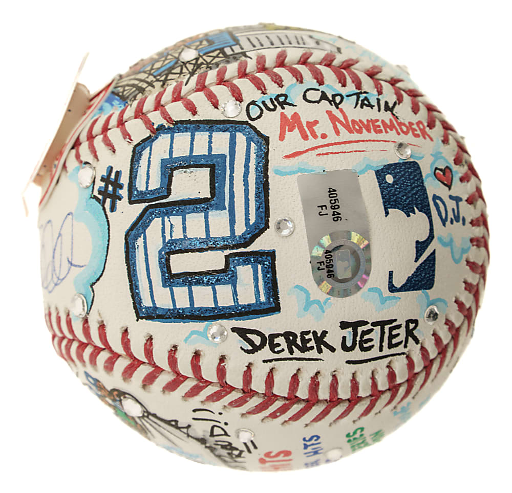 Derek Jeter Signed Mixed-Media Art Baseball by Charles Fazzino - MLB