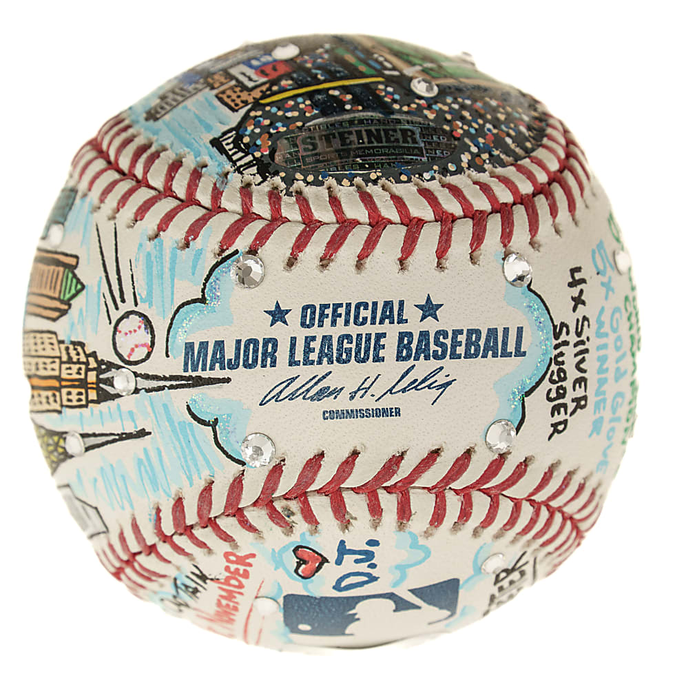 Derek Jeter Signed Mixed-Media Art Baseball by Charles Fazzino - MLB