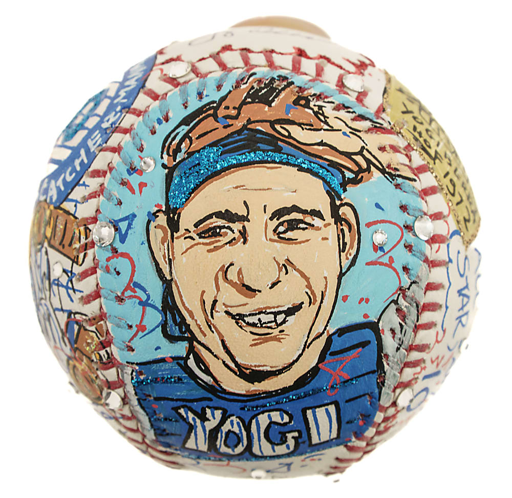 Yogi Berra Signed Mixed-Media Art Baseball by Charles Fazzino - MLB