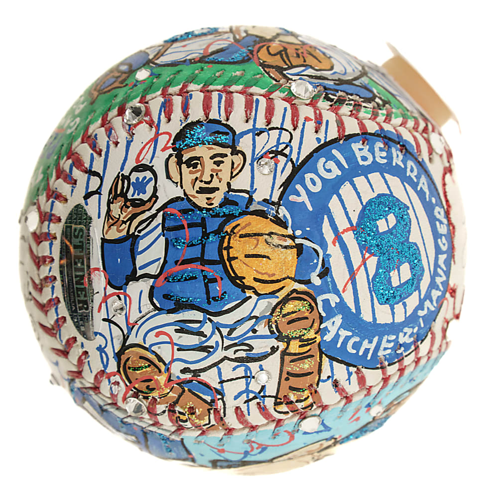 Yogi Berra Signed Mixed-Media Art Baseball by Charles Fazzino - MLB