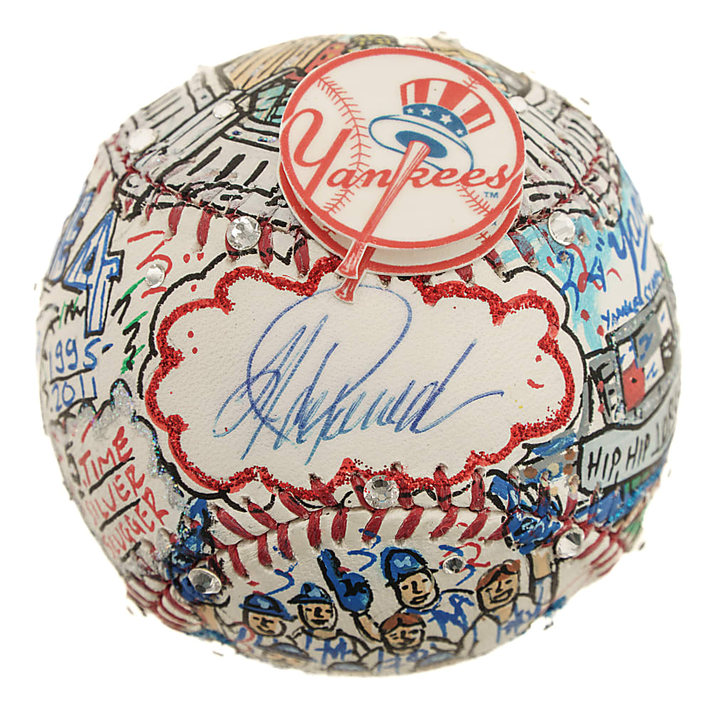 Jorge Posada Signed Mixed-Media Art Baseball by Charles Fazzino - MLB