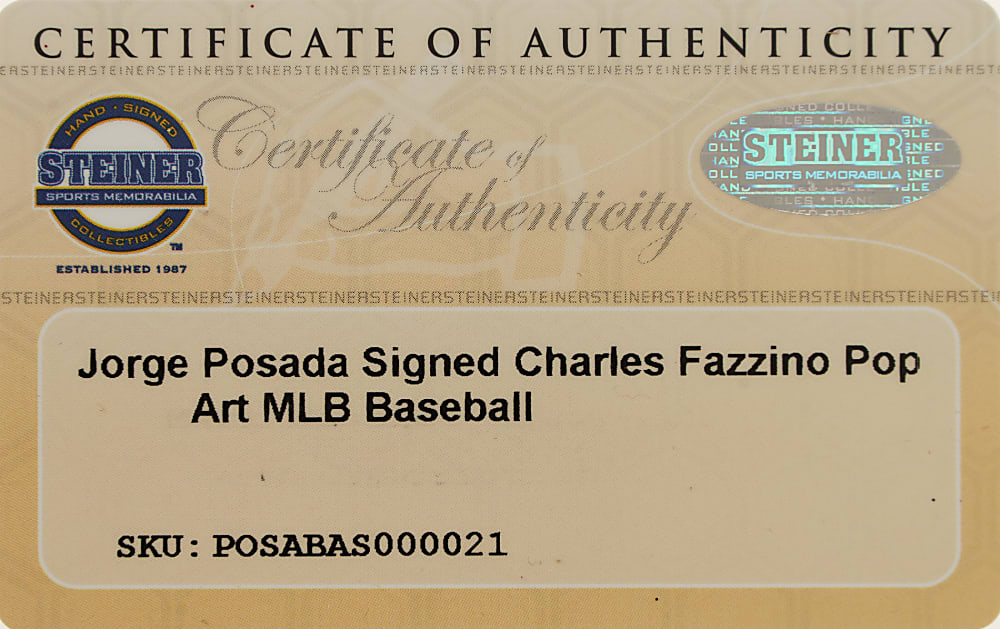 Jorge Posada Signed Mixed-Media Art Baseball by Charles Fazzino - MLB