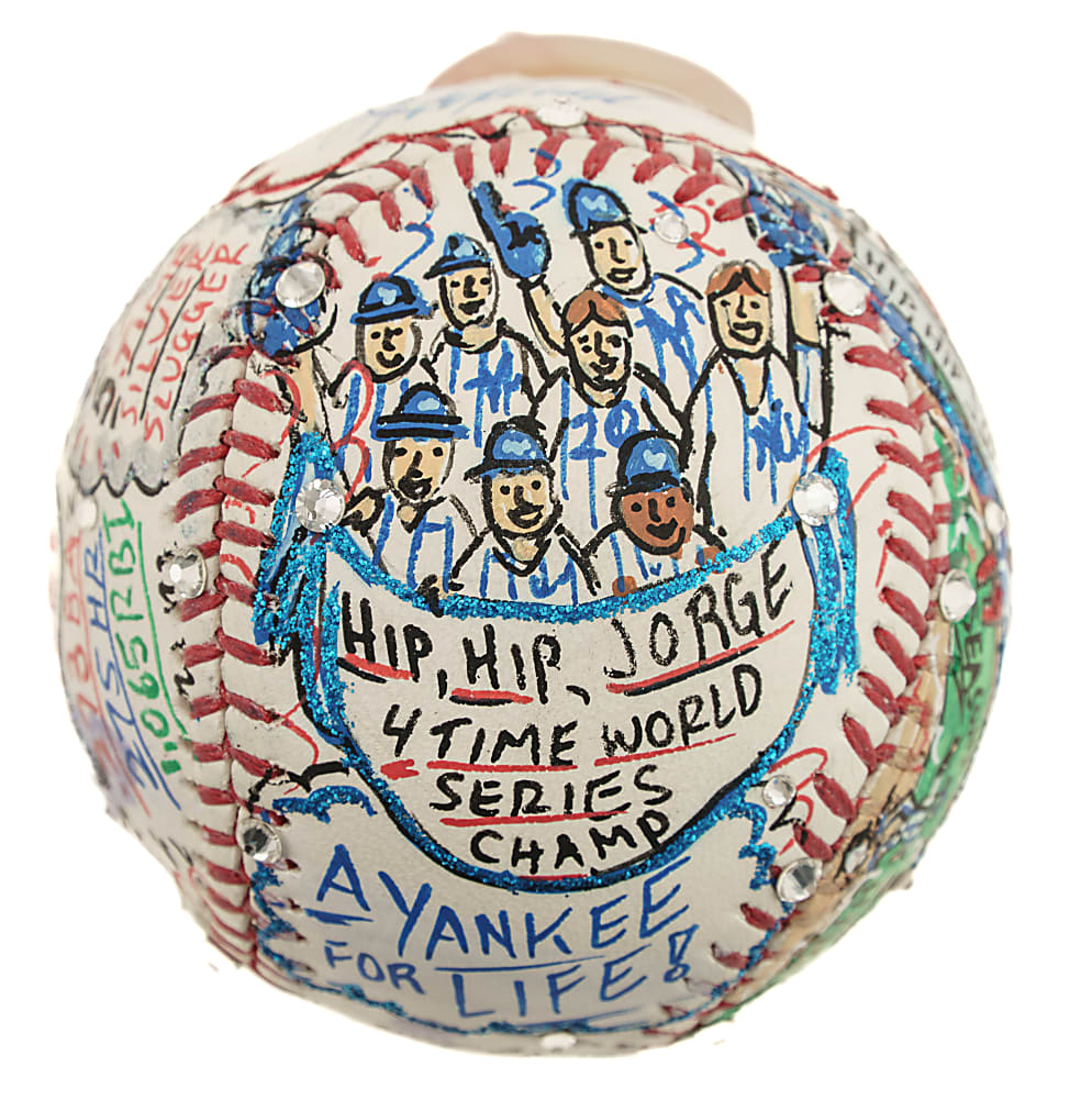 Jorge Posada Signed Mixed-Media Art Baseball by Charles Fazzino - MLB