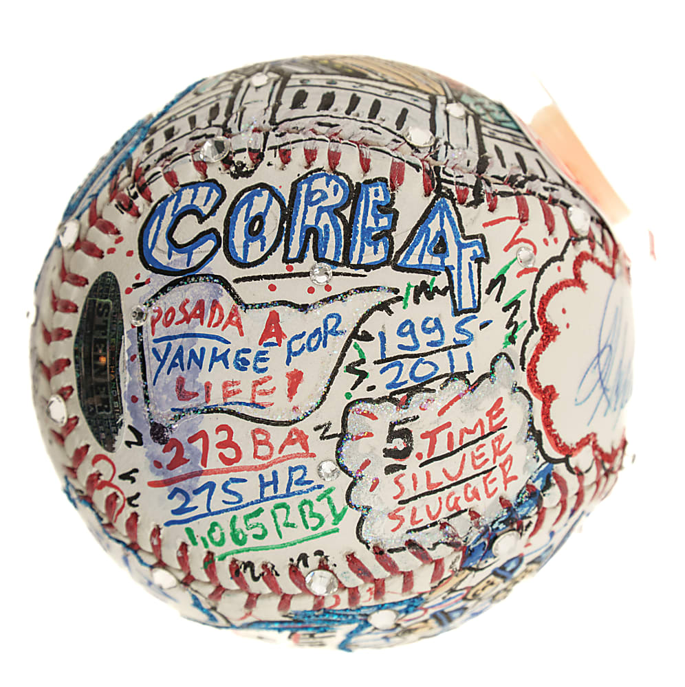 Jorge Posada Signed Mixed-Media Art Baseball by Charles Fazzino - MLB