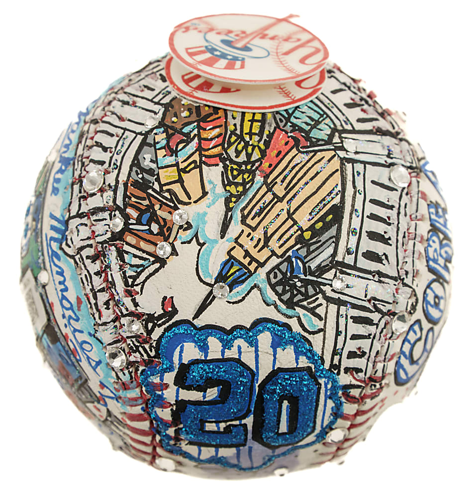 Jorge Posada Signed Mixed-Media Art Baseball by Charles Fazzino - MLB