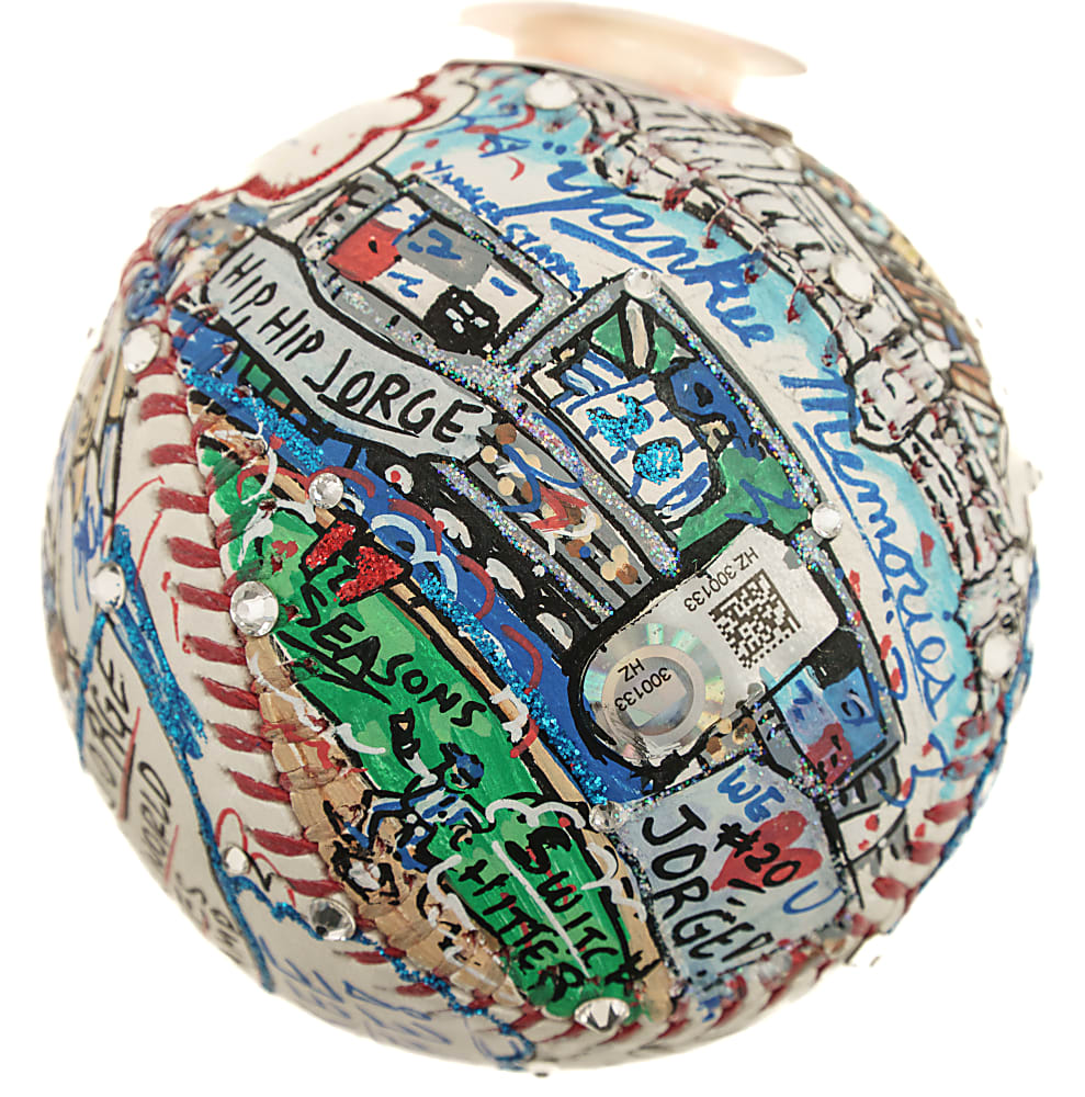 Jorge Posada Signed Mixed-Media Art Baseball by Charles Fazzino - MLB