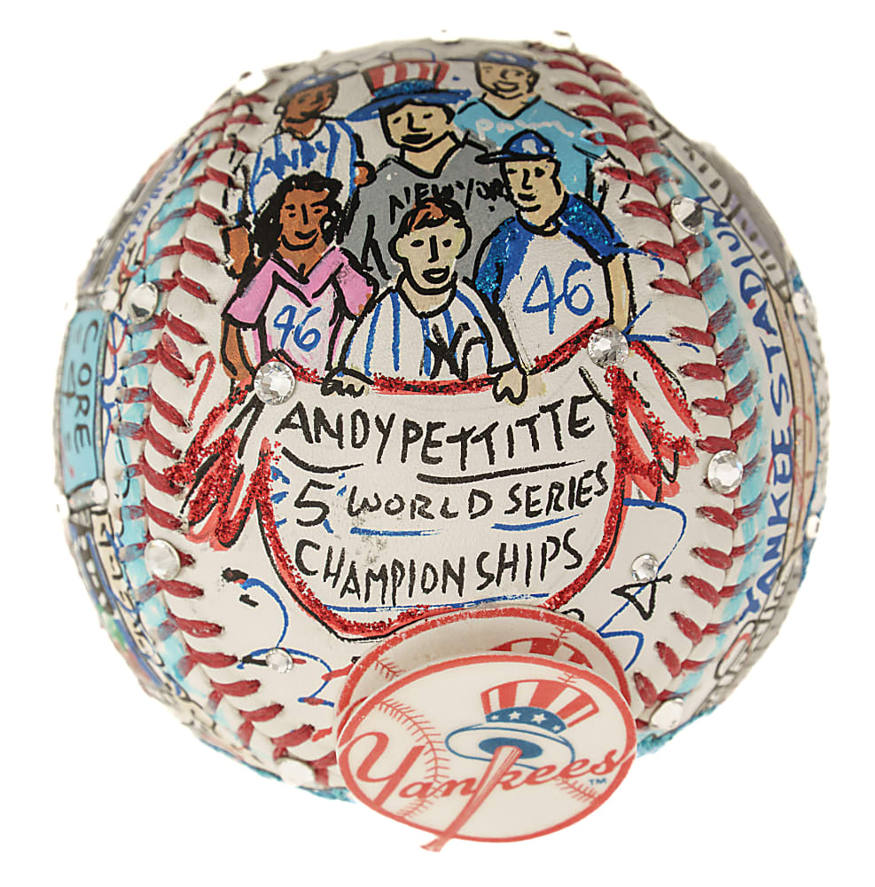 Andy Pettitte Signed Mixed-Media Art Baseball by Charles Fazzino