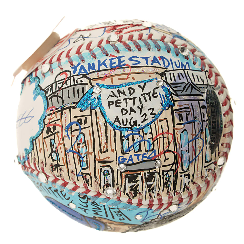 Andy Pettitte Signed Mixed-Media Art Baseball by Charles Fazzino