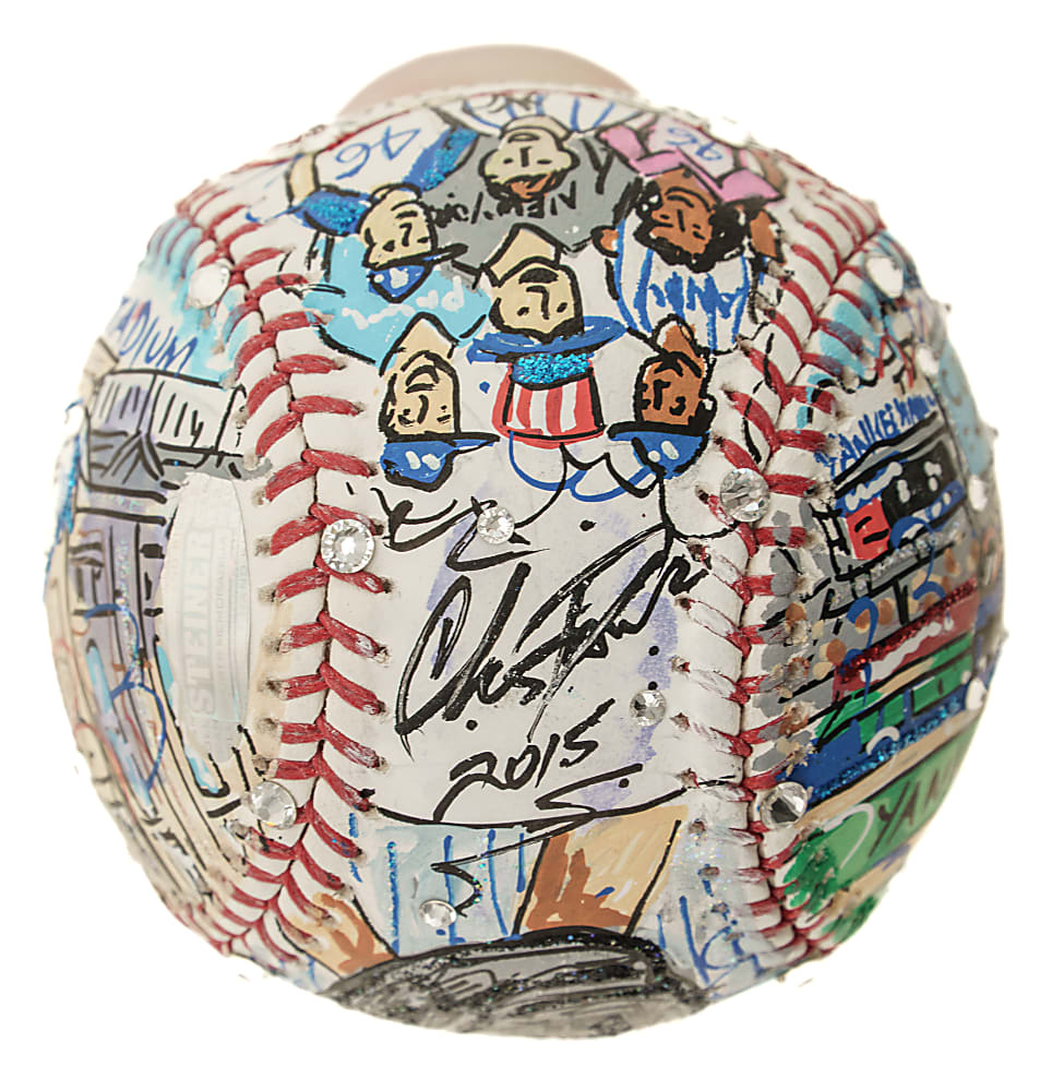 Andy Pettitte Signed Mixed-Media Art Baseball by Charles Fazzino
