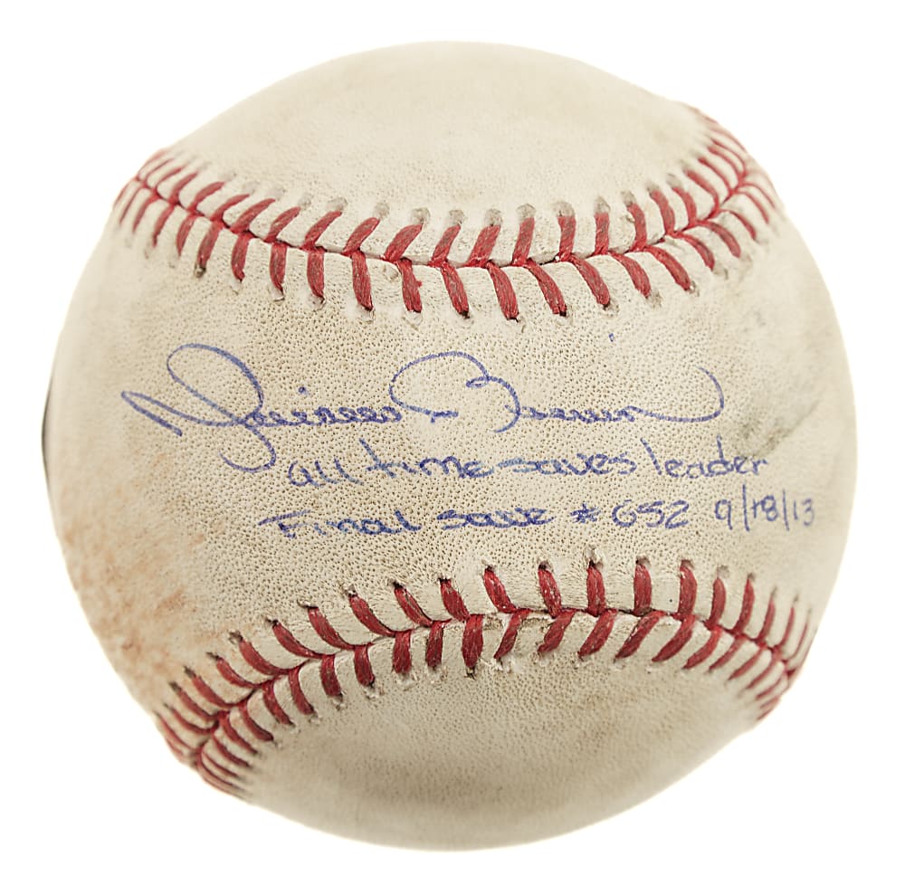 September 18, 2013 Mariano Rivera Signed Game-Used Baseball with "All Time Saves Leader", "Final Save #652" and "9/18/13" Inscriptions - MLB and Steiner