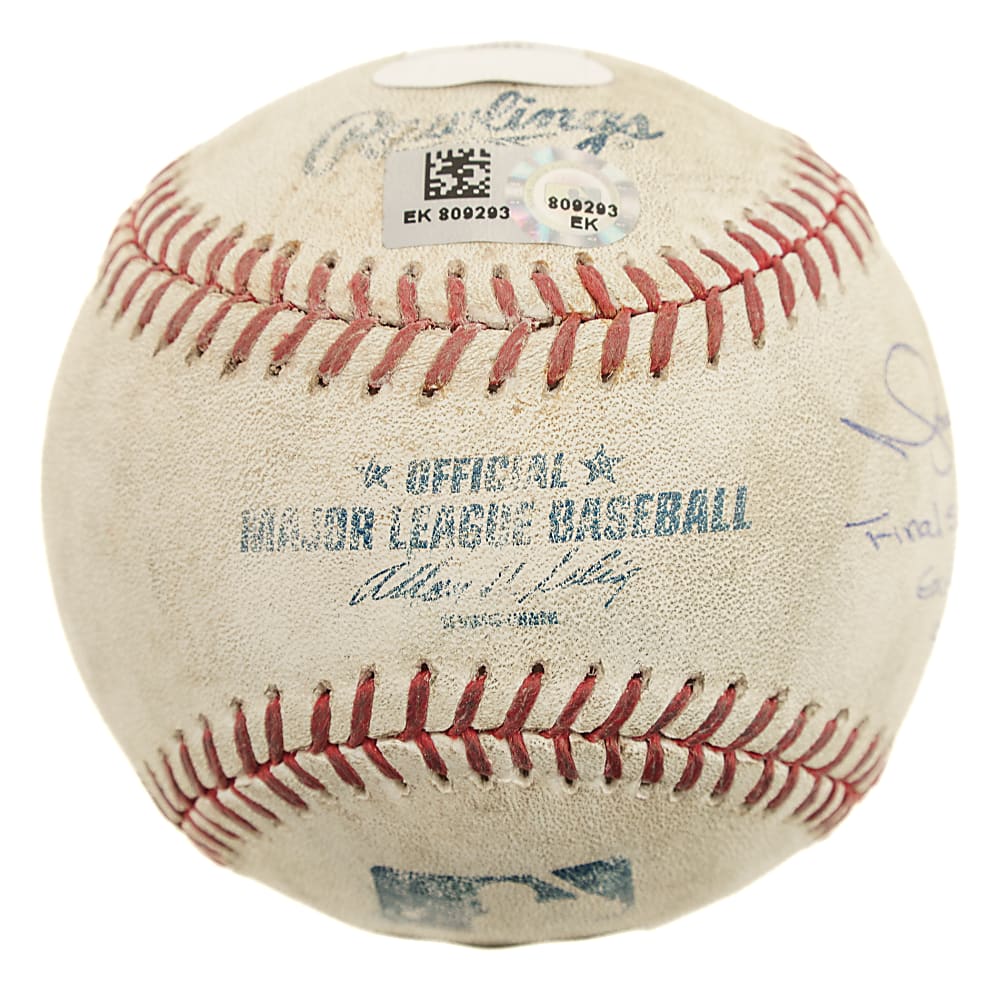 September 26, 2013 Mariano Rivera Signed Limited-Edition Game-Used Baseball with "Final Season in Pinstripes" "Exit Sandman 9/26/13" Inscriptions - MLB and Steiner