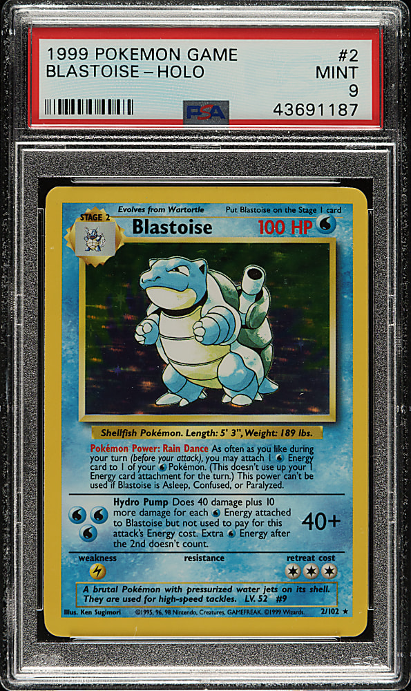 1999 Pokemon Base Set #2 Blastoise Holographic PSA MINT 9