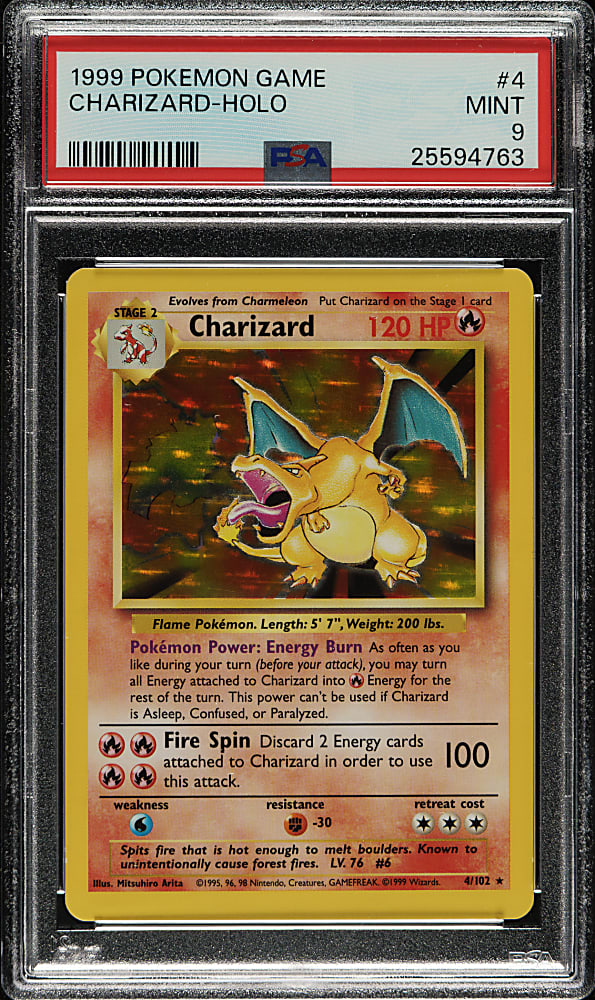 1999 Pokemon Base Set #4 Charizard Holographic PSA MINT 9