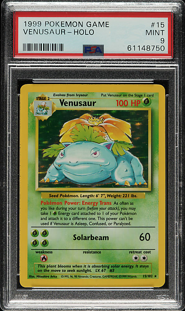 1999 Pokemon Base Set #15 Venusaur Holographic PSA MINT 9