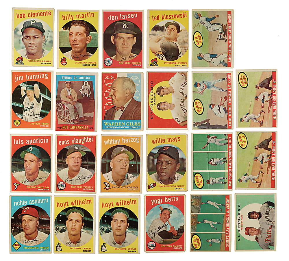 1959 Topps Collection (167) Including Mantle, Mays, Aaron, and Clemente