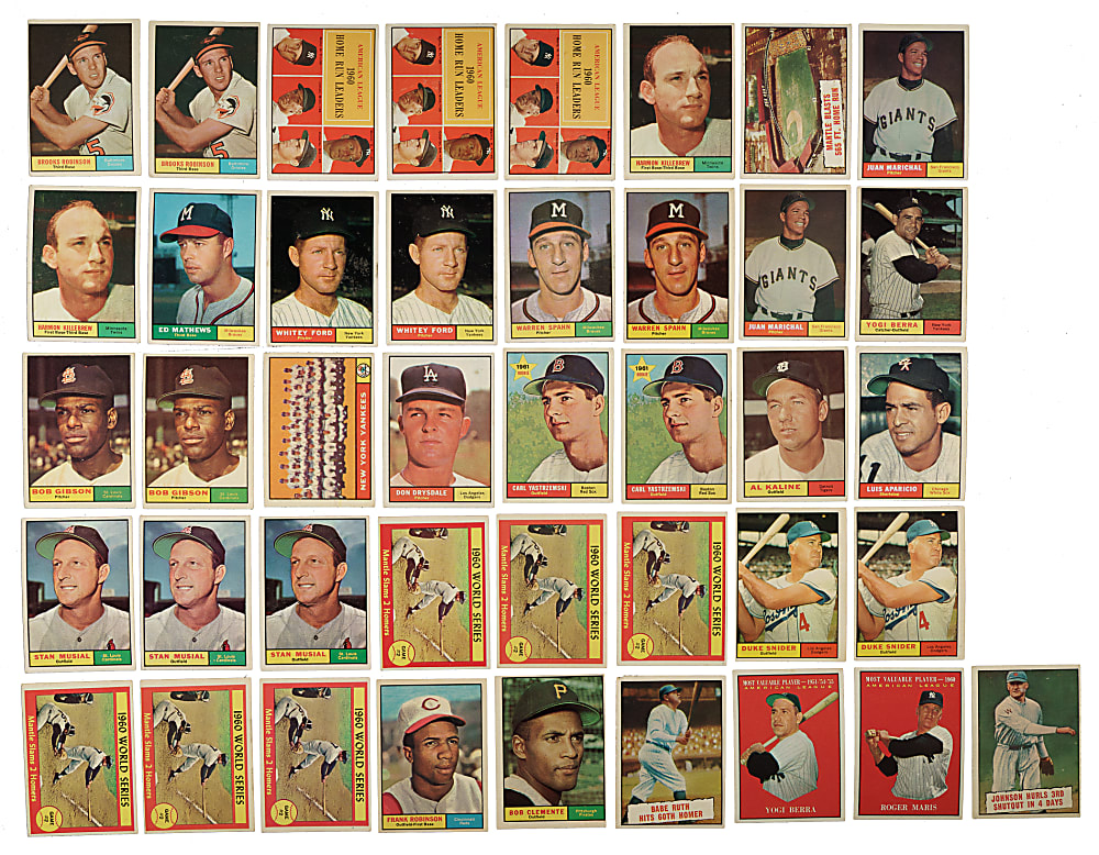 1961 Topps Partial Set (393/587) Including #300 Mickey Mantle Plus 361 Duplicates
