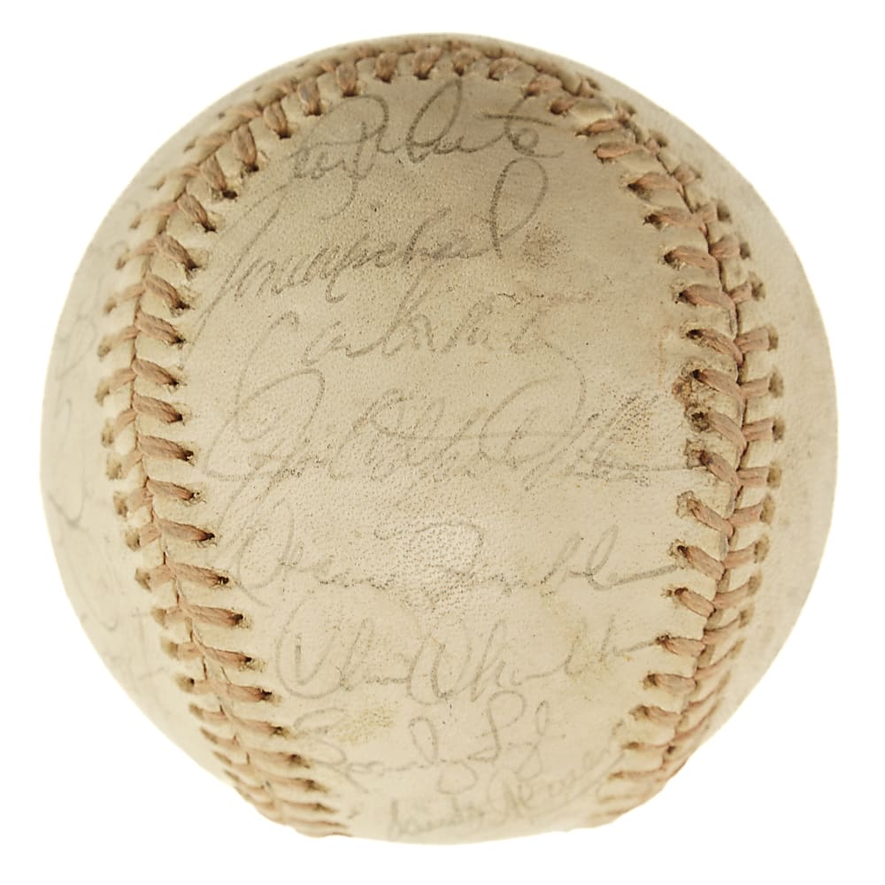 1976 New York Yankees American League Champions Team-Signed Baseball with Thurman Munson - JSA