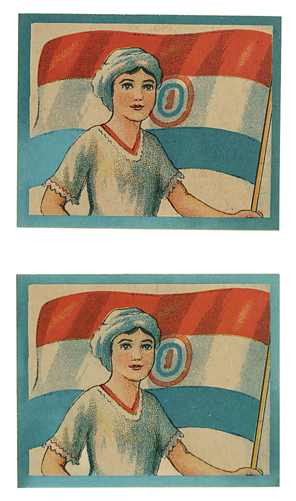 Circa 1933 Goetze's "Wrapped Kisses" Display Box with R52 Flags of the Nation Cards