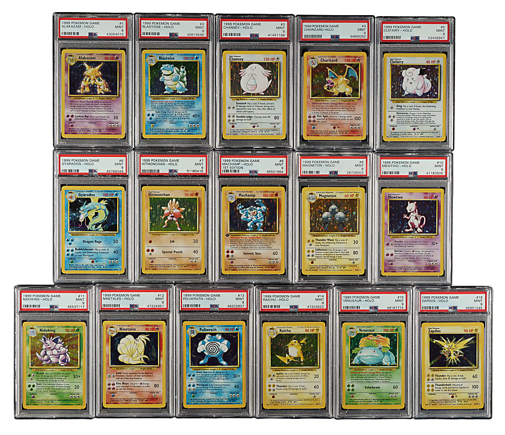 1999 Pokemon Base Set PSA MINT 9 Complete Set (102)