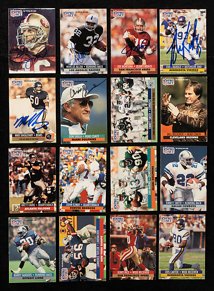 1991 Pro Set Football Complete Set (850) Including 705 Signed Cards