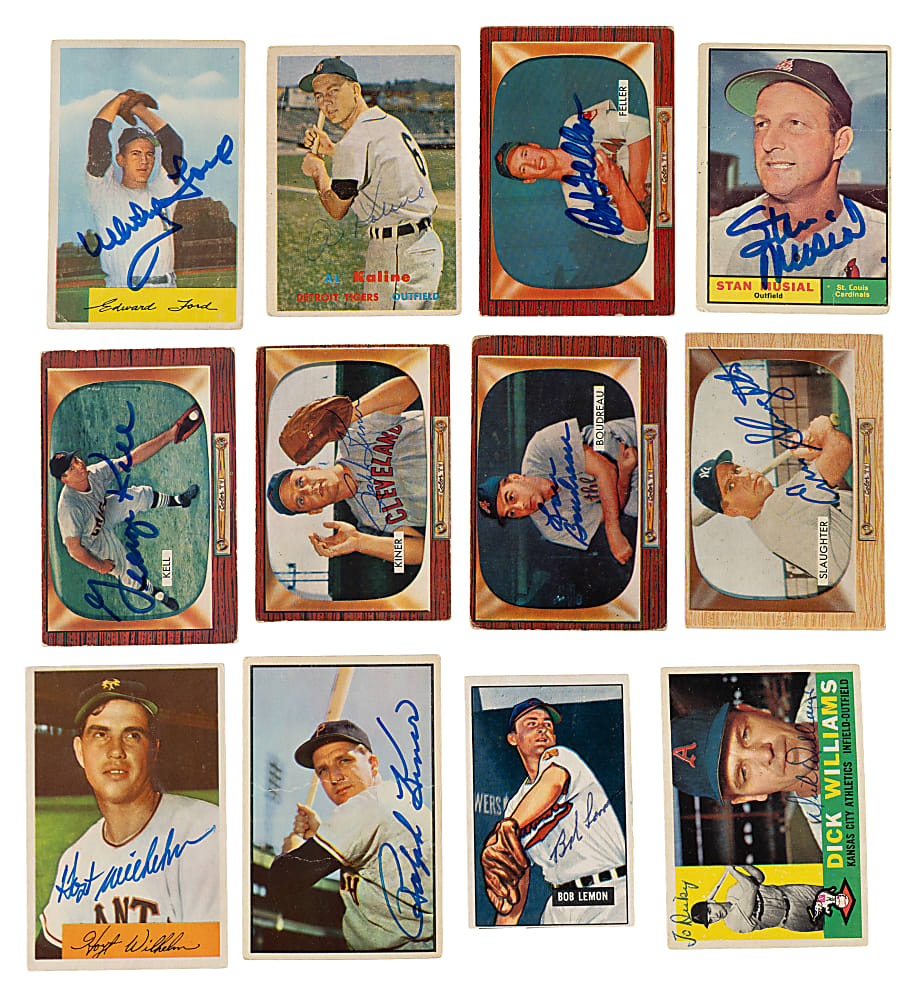 Signed 1949 to 1969 Topps, Bowman, Post Cereal, and Berk Ross Hall of Fame Collection (118) Including Musial, Gibson, Stengel, and Yastrzemski