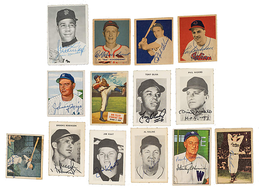Signed 1949 to 1969 Topps, Bowman, Post Cereal, and Berk Ross Hall of Fame Collection (118) Including Musial, Gibson, Stengel, and Yastrzemski