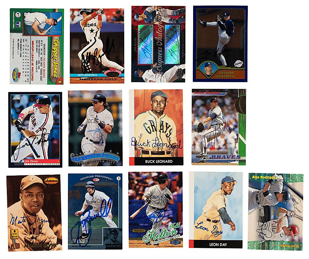 Signed 1990 to 2014 Topps, Upper Deck, Donruss, and Bowman Hall of Fame Collection (80) Including Jeter, Rivera, and Griffey Jr.