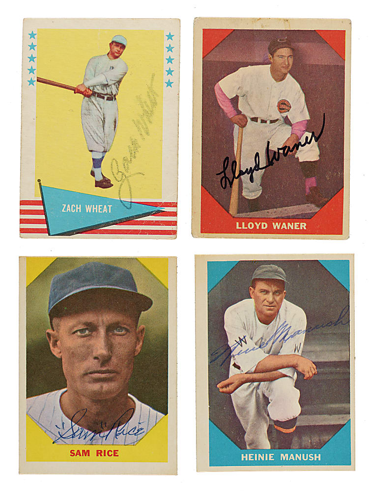 Signed 1960 and 1961 Fleer All-Time Greats Hall of Fame Collection (20) Including Bancroft, Goslin, Manush, Frisch, Wheat, and Rice