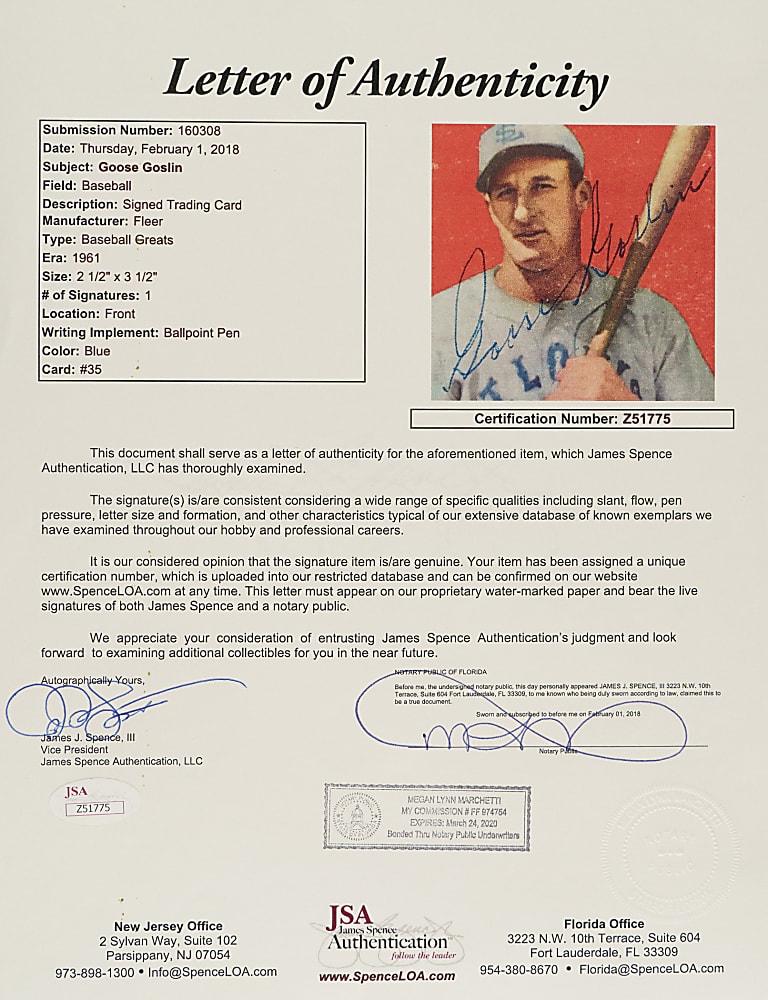 Signed 1960 and 1961 Fleer All-Time Greats Hall of Fame Collection (20) Including Bancroft, Goslin, Manush, Frisch, Wheat, and Rice