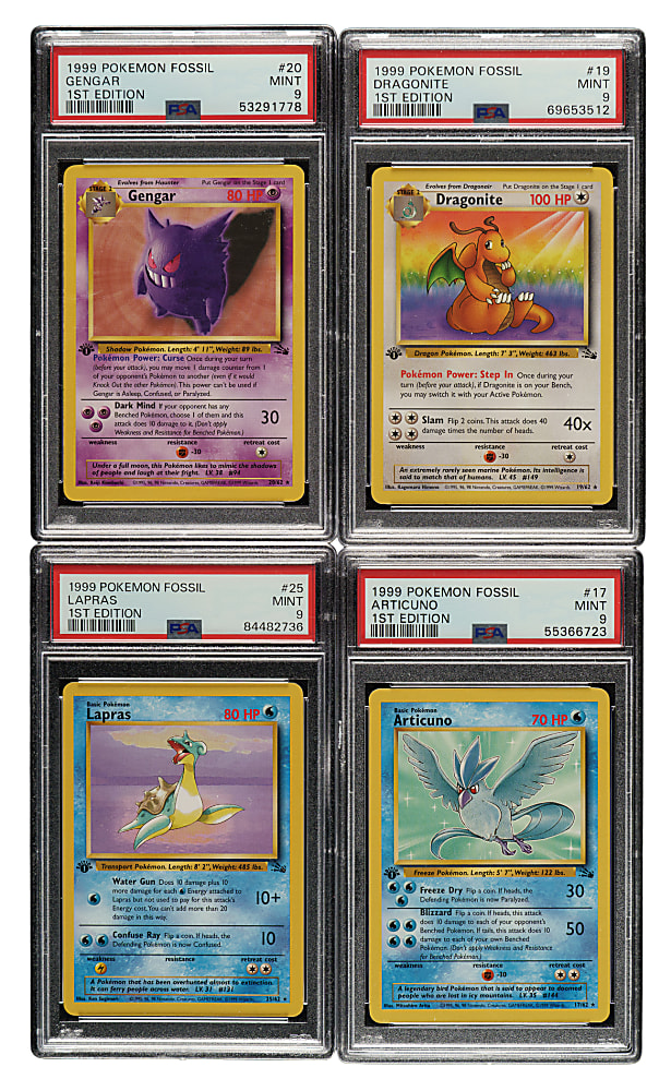 1999 Pokemon 1st Edition Fossil PSA-Graded Near-Complete Set (47/62) Including 31 GEM MINT 10 Examples