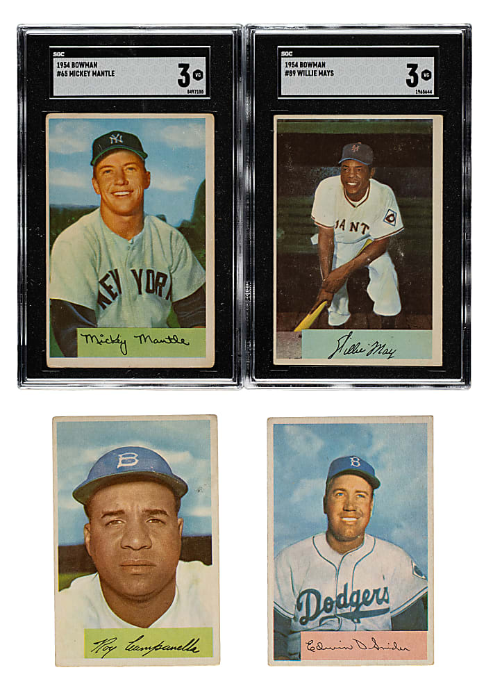 1954 Bowman Near-Complete Set (221/224) Including Mickey Mantle and Willie Mays