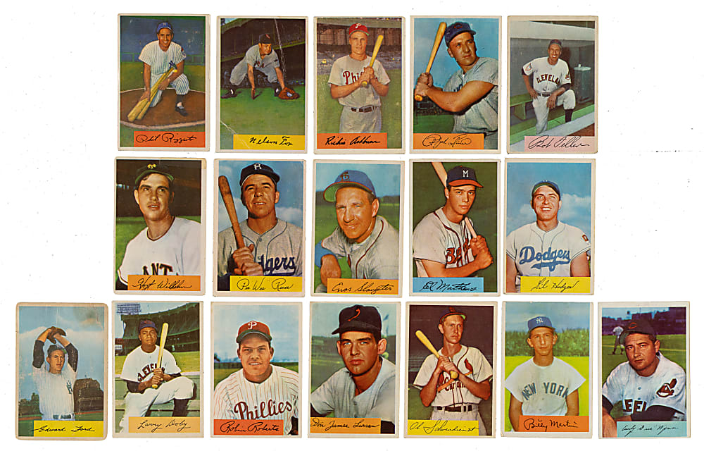 1954 Bowman Near-Complete Set (221/224) Including Mickey Mantle and Willie Mays
