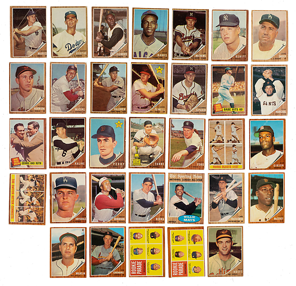 1962 Topps Near-Complete Set (578/598) Including #200 Mickey Mantle
