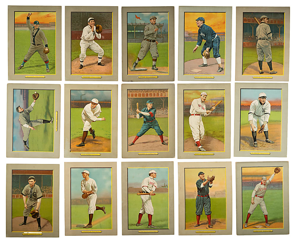 1911 T3 Turkey Red Near-Complete Set (74/100) Including 27 Advertising Backs