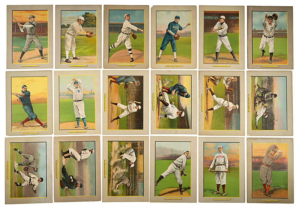 1911 T3 Turkey Red Near-Complete Set (74/100) Including 27 Advertising Backs