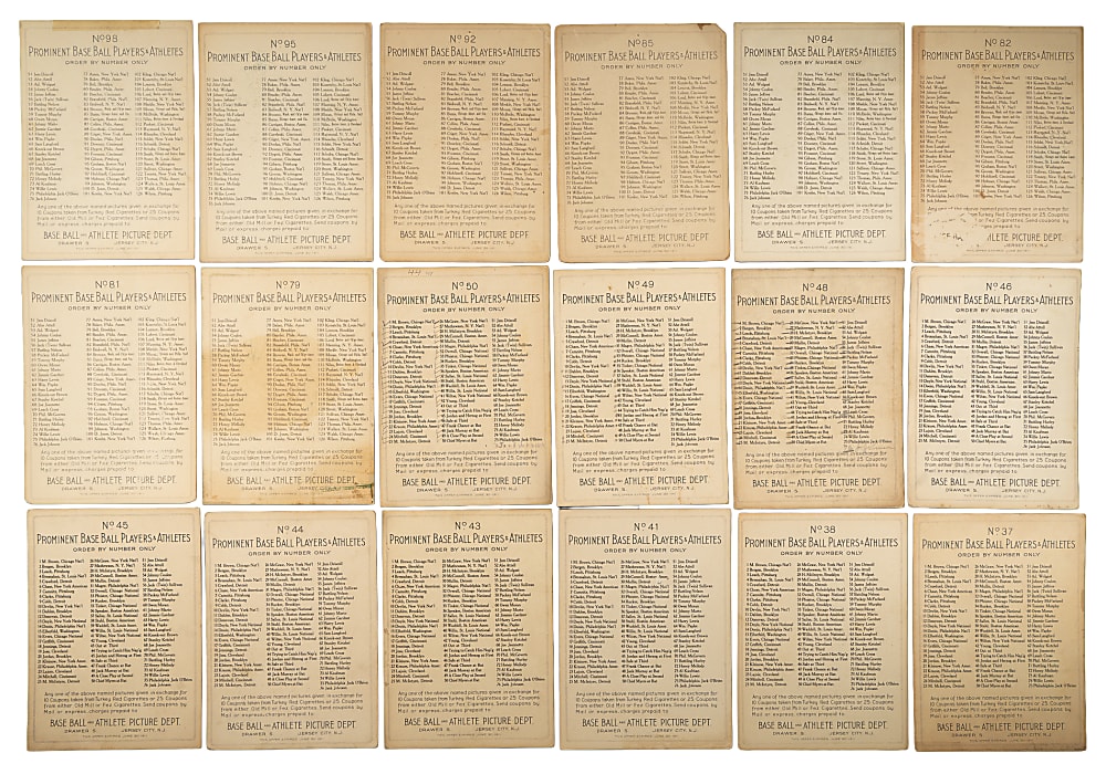 1911 T3 Turkey Red Near-Complete Set (74/100) Including 27 Advertising Backs