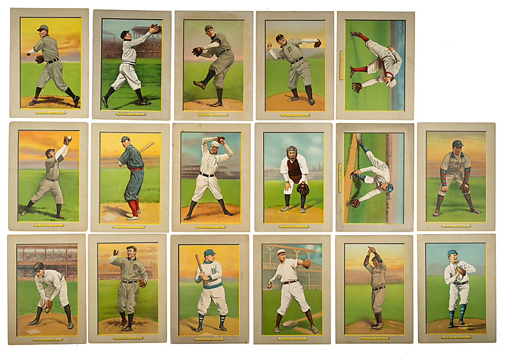 1911 T3 Turkey Red Near-Complete Set (74/100) Including 27 Advertising Backs