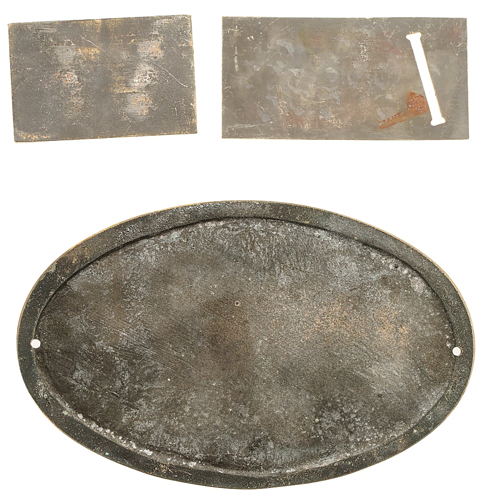 Louisville Slugger Bat Branding Plate and Metal Nameplate Trio