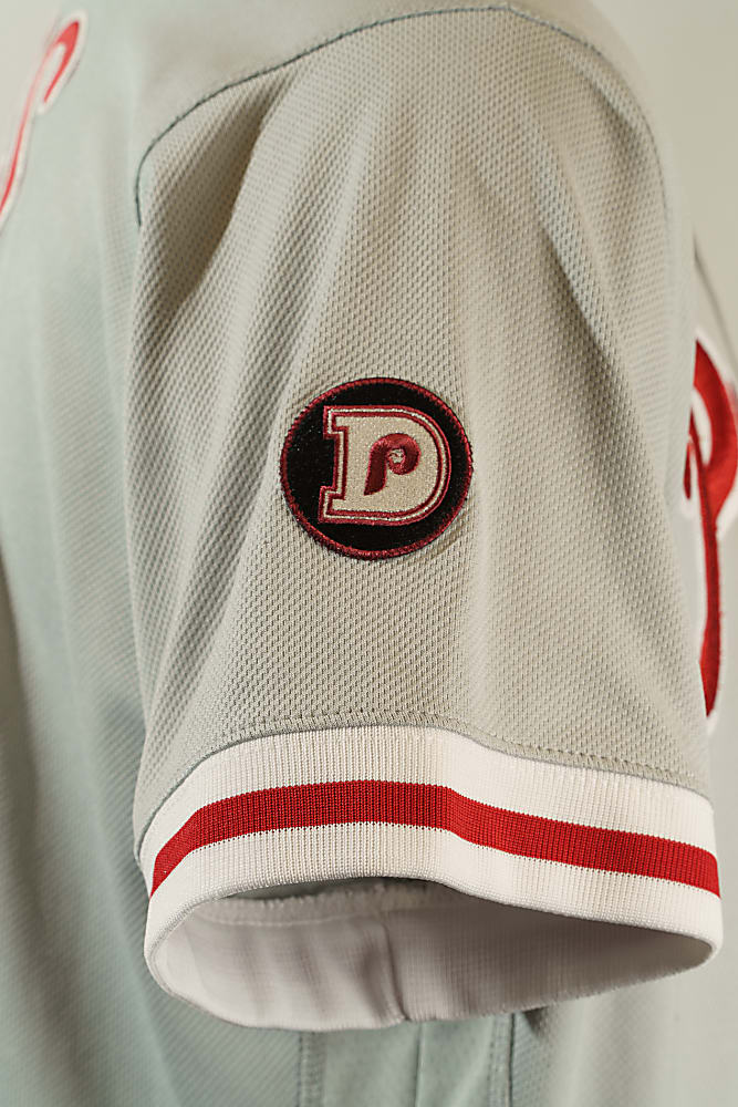 2017 Rhys Hoskins Philadelphia Phillies Signed Game-Used Road Jersey - Home Run Record - MLB