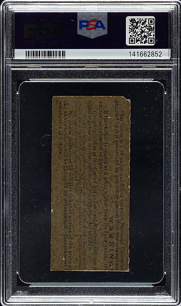 Extremely Rare 1919 Cincinnati Reds (vs. Chicago White Sox) World Series Game 8 Ticket Stub - PSA
