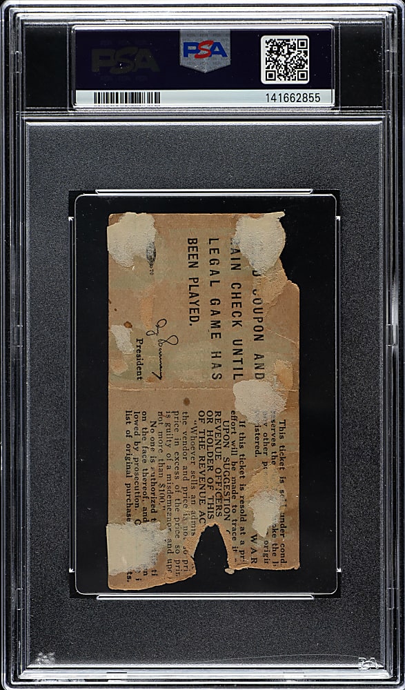 1919 Cincinnati Reds (vs. Chicago White Sox) World Series Game 6 Ticket Stub PSA POOR 1