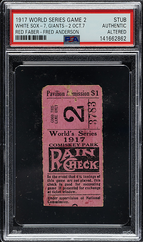 1917 Chicago White Sox (vs. New York Giants) World Series Game 2 Ticket Stub - PSA