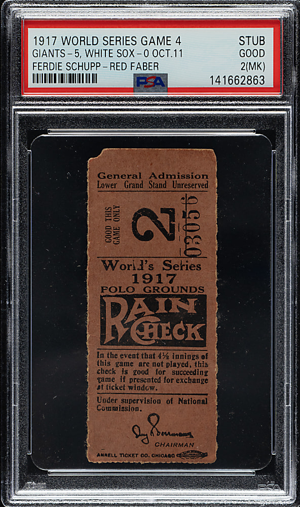 1917 New York Giants (vs. Chicago White Sox) World Series Game 4 Ticket Stub PSA GOOD 2 (MK)