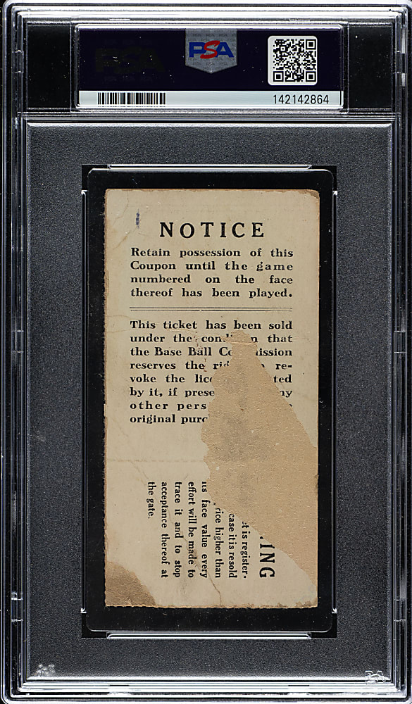 1921 New York Giants (vs. New York Yankees) World Series Game 7 Ticket Stub PSA FAIR 1.5