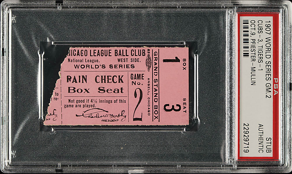 1907 Chicago Cubs (vs. Detroit Tigers) World Series Game 2 Ticket Stub - PSA - The ONLY Graded Example!