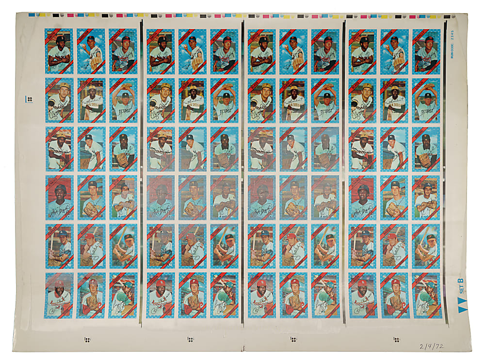 1972 Kellogg's 3-D Uncut Sheet Collection (3 Sheets, 216 Cards) Including Four Complete Sets