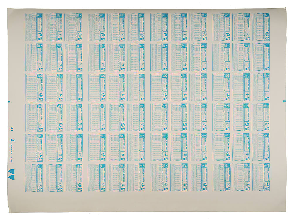 1974 Kellogg's 3-D Uncut Sheet Collection (3 Sheets, 216 Cards) Including Four Complete Sets