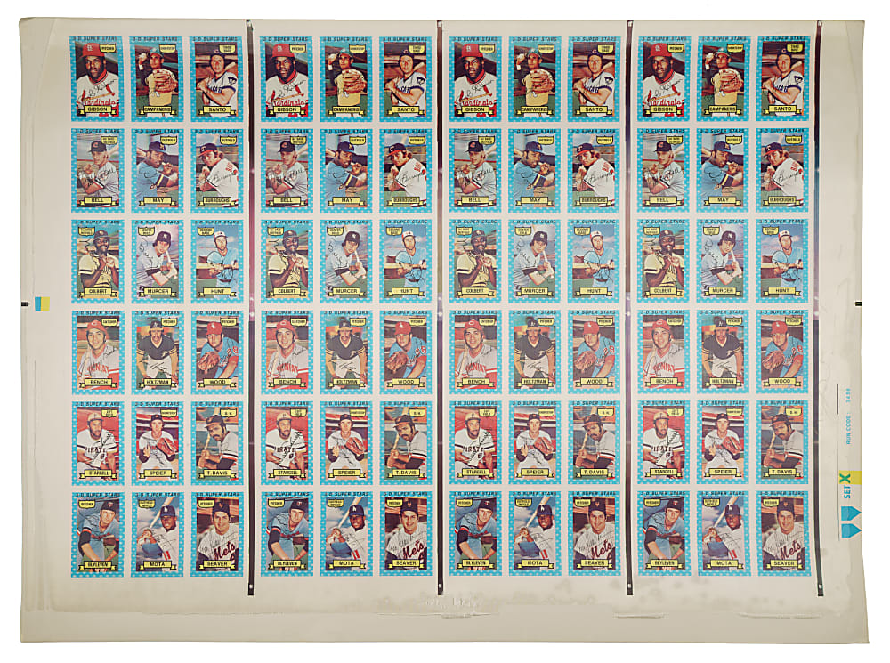 1974 Kellogg's 3-D Uncut Sheet Collection (3 Sheets, 216 Cards) Including Four Complete Sets